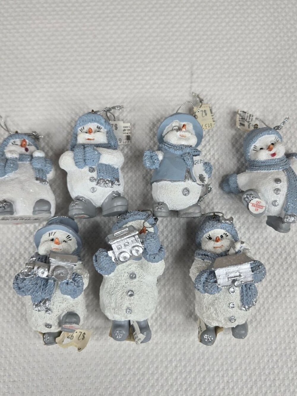 Vintage Set Of 7 Snowman Christmas Ornaments Snow Buddies NEW